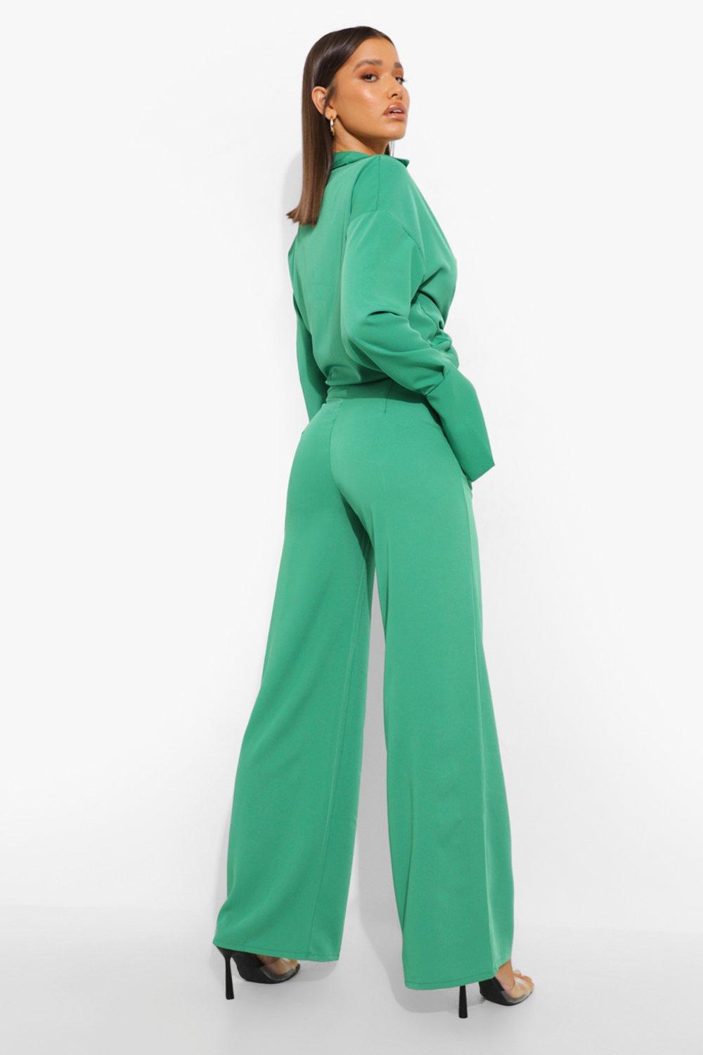 Boohoo green trousers store
